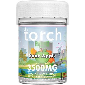 Sour Apple Torch Haymaker Blend Gummies with 3500MG THCP, THCX - the best gummies for a powerful experience.