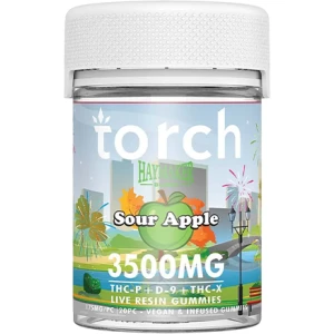 Sour Apple Torch Haymaker Blend Gummies with 3500MG THCP, THCX - the best gummies for a powerful experience.