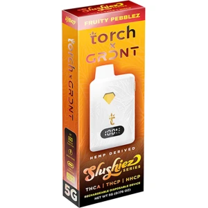 Torch's Slushiez Series disposable vape features Fruity Pebbles flavor, delivering a premium THC experience.