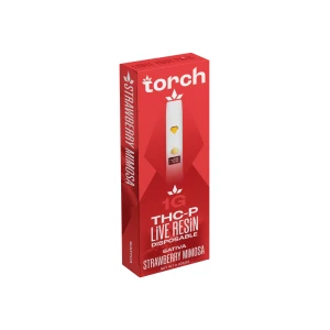Torch 1G THCP disposable vape featuring Strawberry Mimosa flavor, perfect for a smooth THC experience.