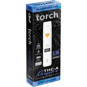 Torch 3.5g disposable THCA vape in Blueberry Jam flavor, the best disposable vape for smooth hits and rich taste.