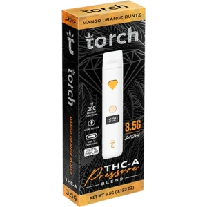 Torch 3.5g disposable THCA vape in Mango Orange Runtz flavor, the best disposable vape for a flavorful experience.