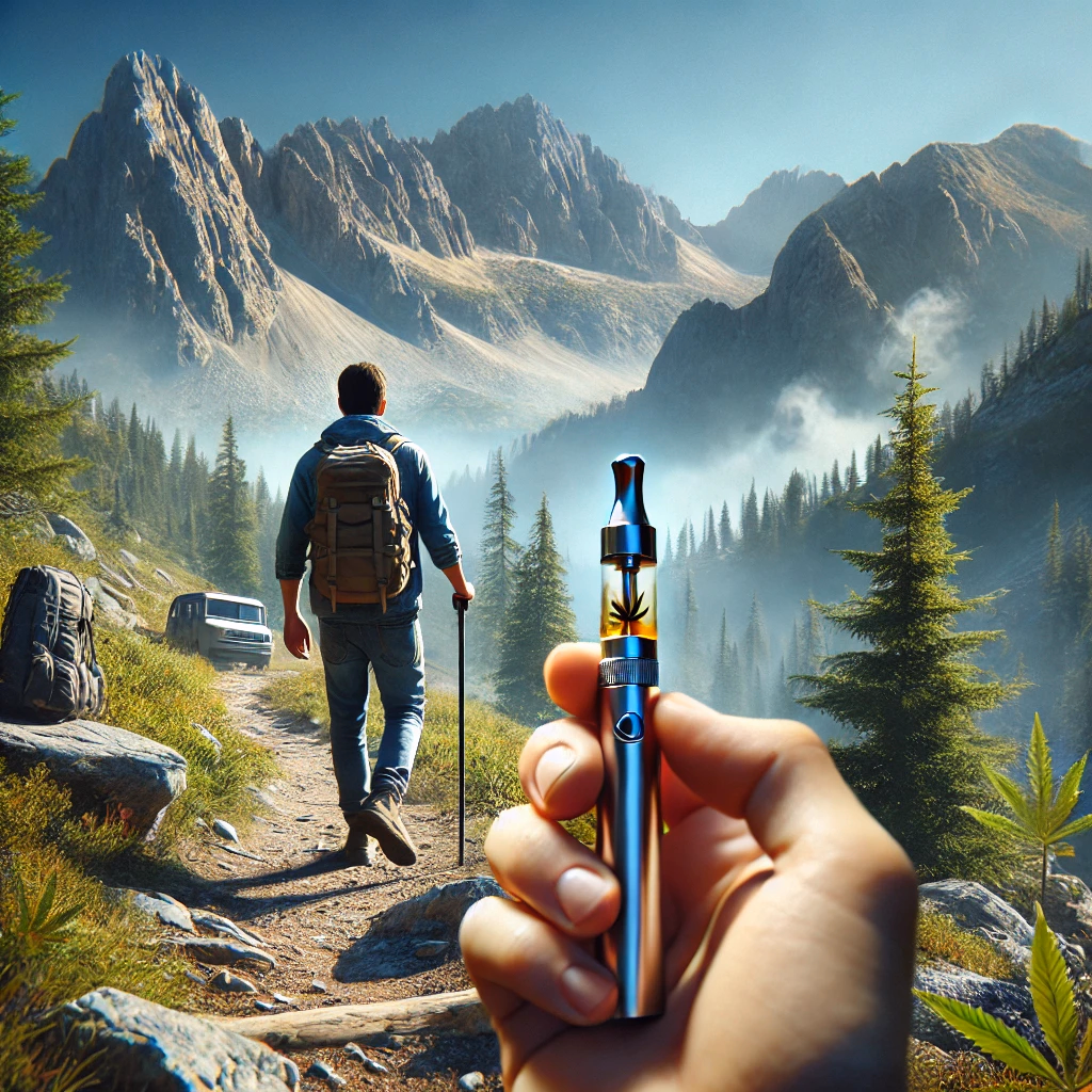 smoking a cart on a hike