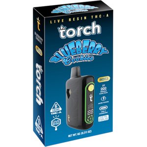 Alt text: Torch Pulse disposable vape featuring Blueberry Cookie flavor, enriched with THCA live resin for a premium experience.
