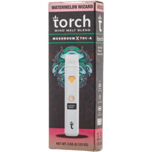 Torch disposable mushroom vape featuring vibrant flavors like Blueberry Caps and Cosmic Cherry Gelato, 3.5G.