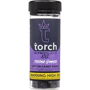 Delicious Torch Nitro Blend XXL gummies in Cotton Candy, Kiwi Strawberry, and more; packed with 7000mg THCP.