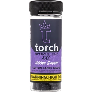 Delicious Torch Nitro Blend XXL gummies in Cotton Candy, Kiwi Strawberry, and more; packed with 7000mg THCP.