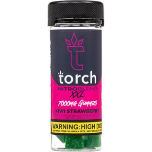 Delicious Torch Nitro Blend XXL gummies in Kiwi Strawberry flavor, packed with 7000mg of THCP and HHCP.