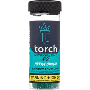 Rainbow Snowcone Torch Nitro Blend XXL gummies featuring 7000mg THCP and HHCP for a delightful experience.